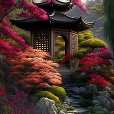 Схема вышивки «Вечерний свет.Пагода.»