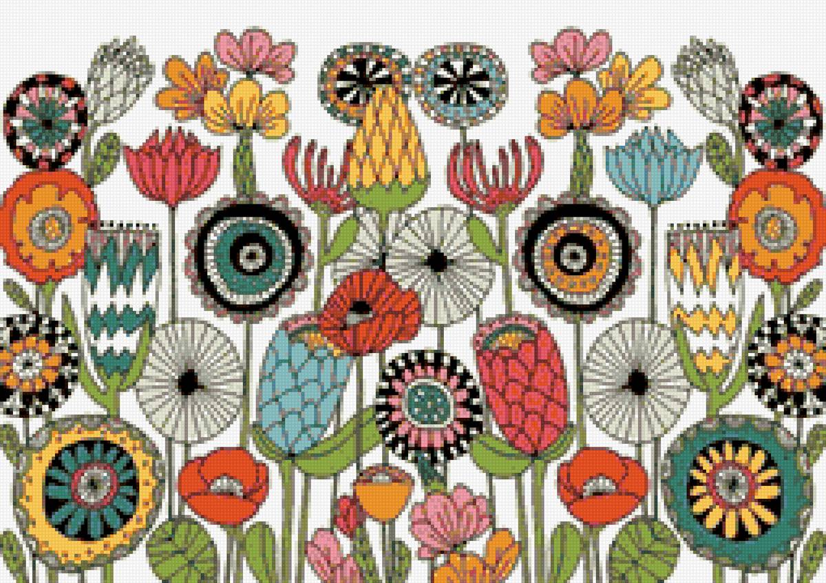 Орнамент цветы - гамма, орнамент, графика, цветы - предпросмотр