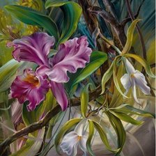 Схема вышивки «подушка орхидея»