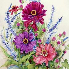 Схема вышивки «цинии в ПНК»