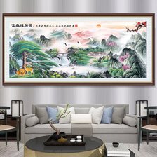 Tranh thêu chữ thập phong cảnh thủy mặc