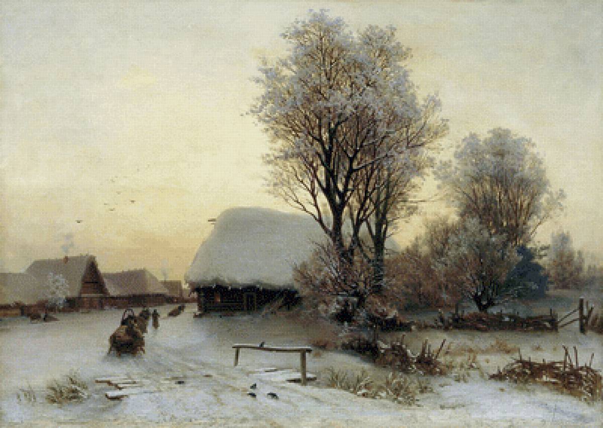 №2667226 - картина, повозка, живопись, зима, деревня - предпросмотр