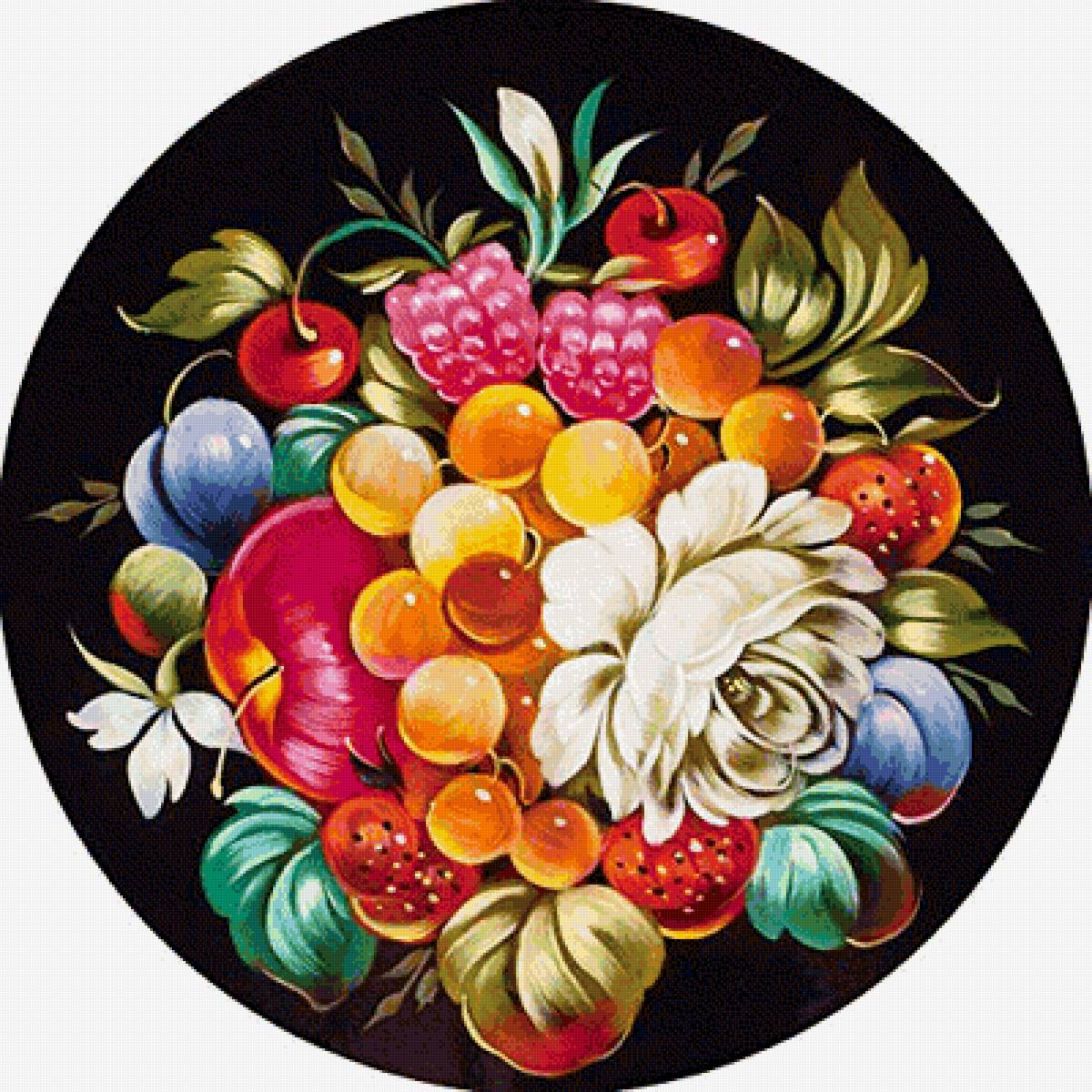 Натюрморт - цветы, фрукты, ягоды - предпросмотр