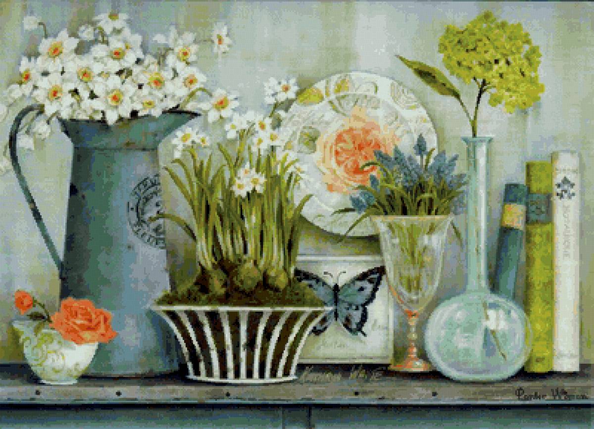 Натюрморт - цветы, натюрморт, картина - предпросмотр