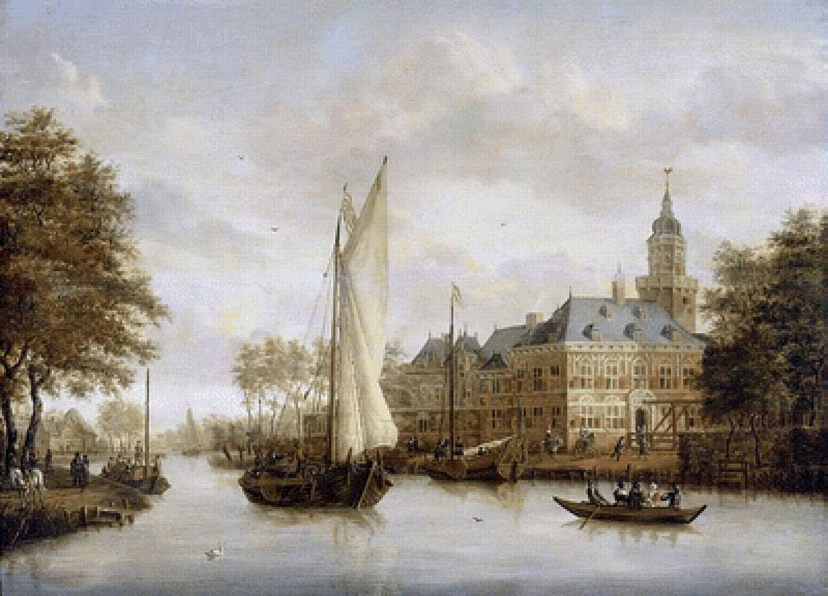 Картина - картина, парусник, живопись, город - предпросмотр