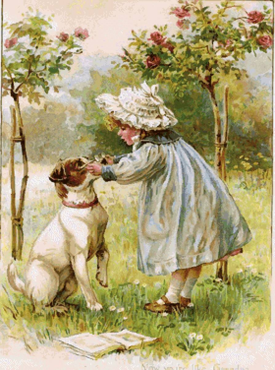 №2668346 - друг, очки, девочка, сад, собака - предпросмотр