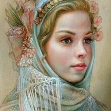 Схема вышивки «Девушка в национальном костюме»