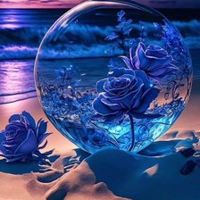 Схема вышивки «Синяя роза у моря»