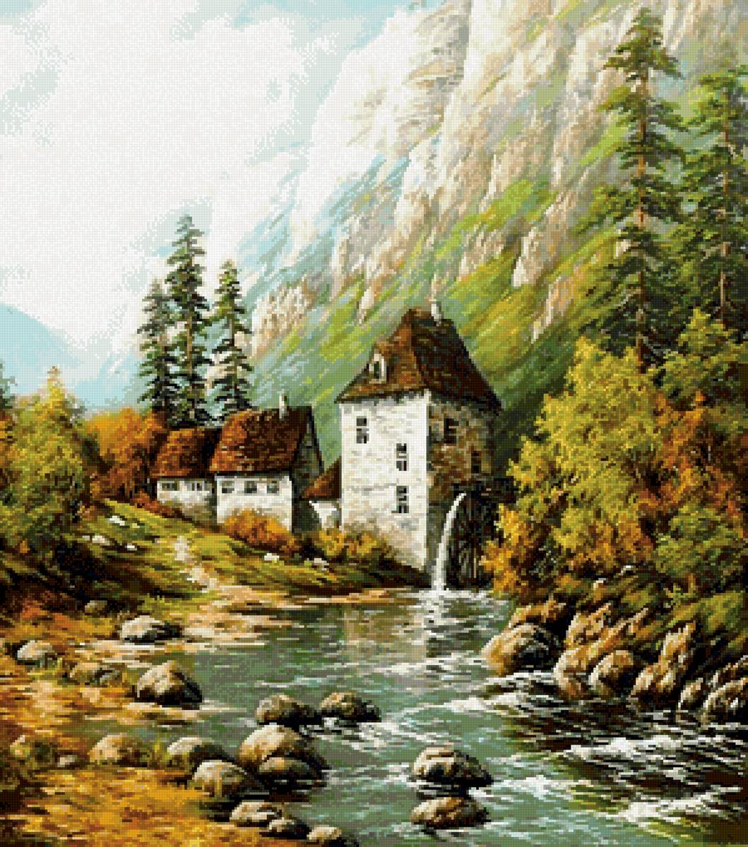 №2670590 - ручей, горы, природа, мельница - предпросмотр