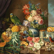 Схема вышивки «Натюрморт с попугаем»