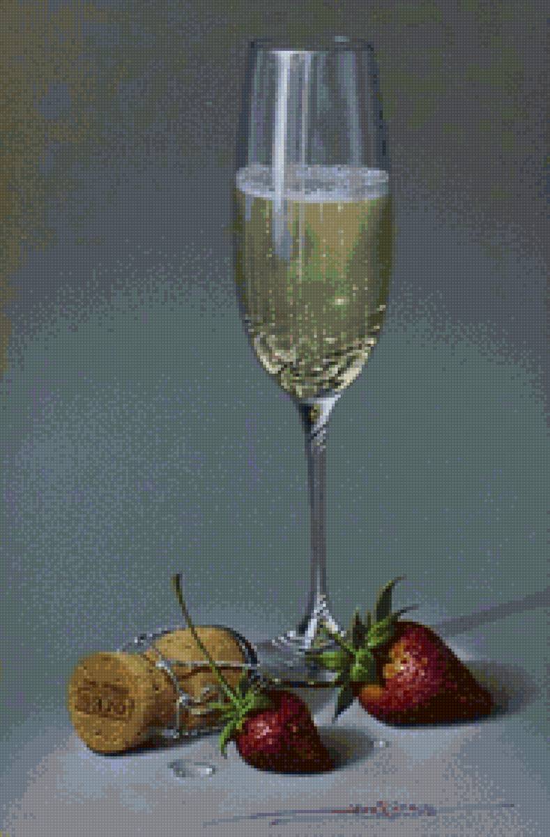 ,, Натюрморт,, - бокал., клубника - предпросмотр