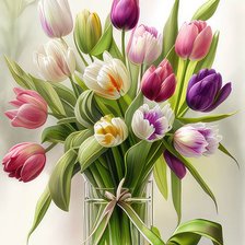 Схема вышивки «Букет тюльпанов»