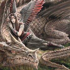 Схема вышивки «Девушка и дракон»