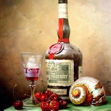 Схема вышивки «Натюрморт с вином и черешней»