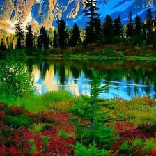 Схема вышивки «Озеро в горах»