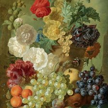 Схема вышивки «Мальвы и виноград»