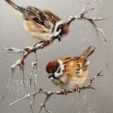 подушка воробьи