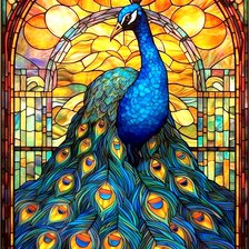 Схема вышивки «Витраж павлин»