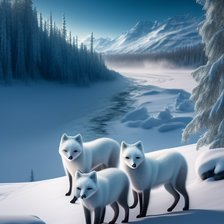 Схема вышивки «Песец в снегу»