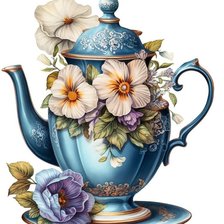 Схема вышивки «Чайник синий»