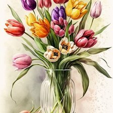 Схема вышивки «тюльпаны»