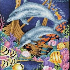 Схема вышивки «Дельфины»