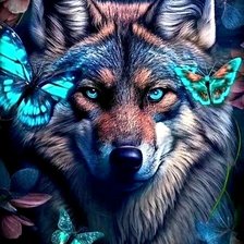 Схема вышивки «Волк и бабочки»