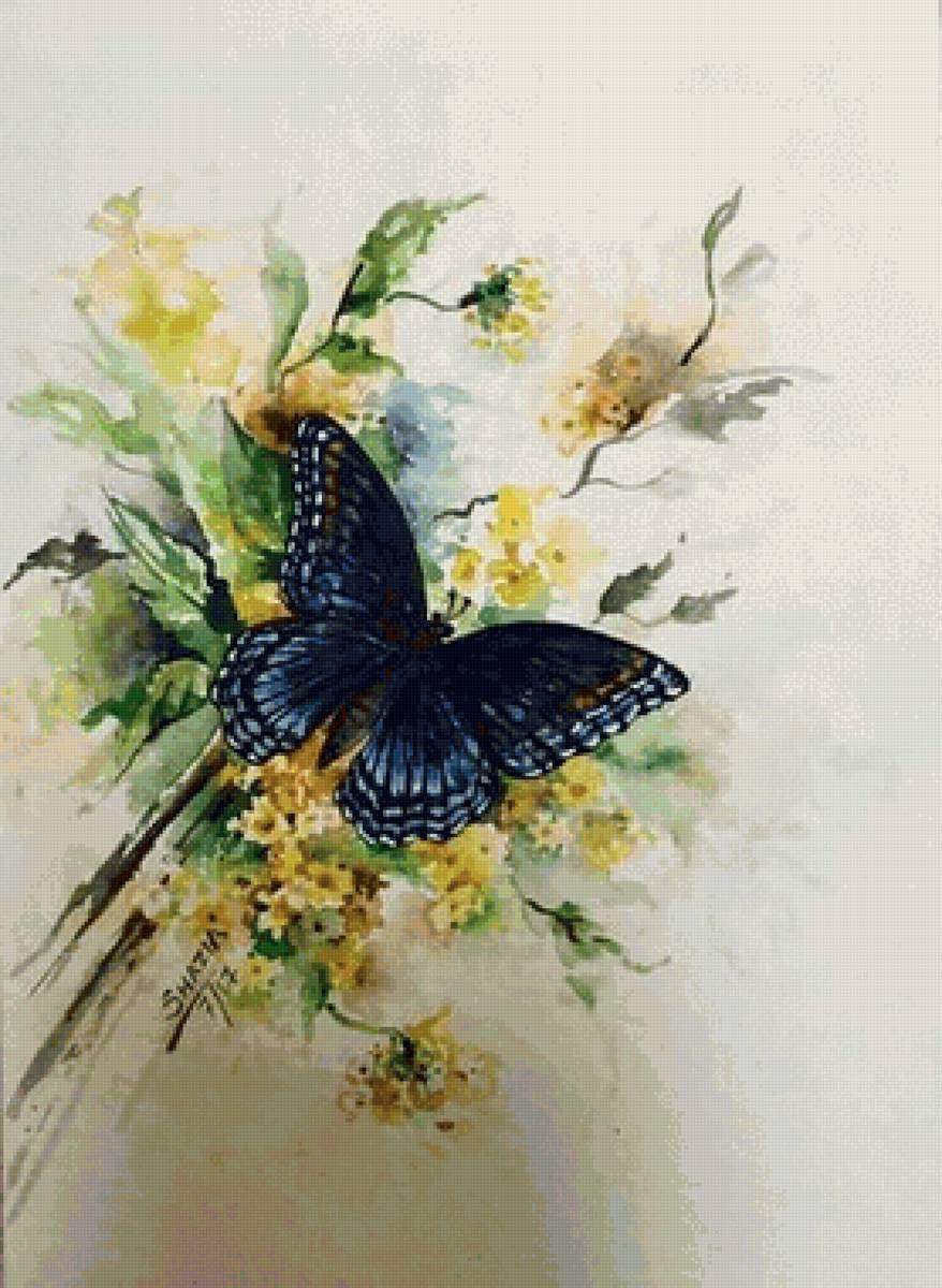 Бабочка - бабочка на цветах - предпросмотр