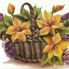 Схема вышивки «Корзина с цветами»