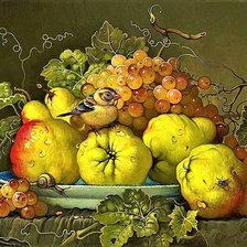 Схема вышивки «натюрморт с птичкой»