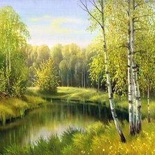 Схема вышивки «Пейзаж с березами»