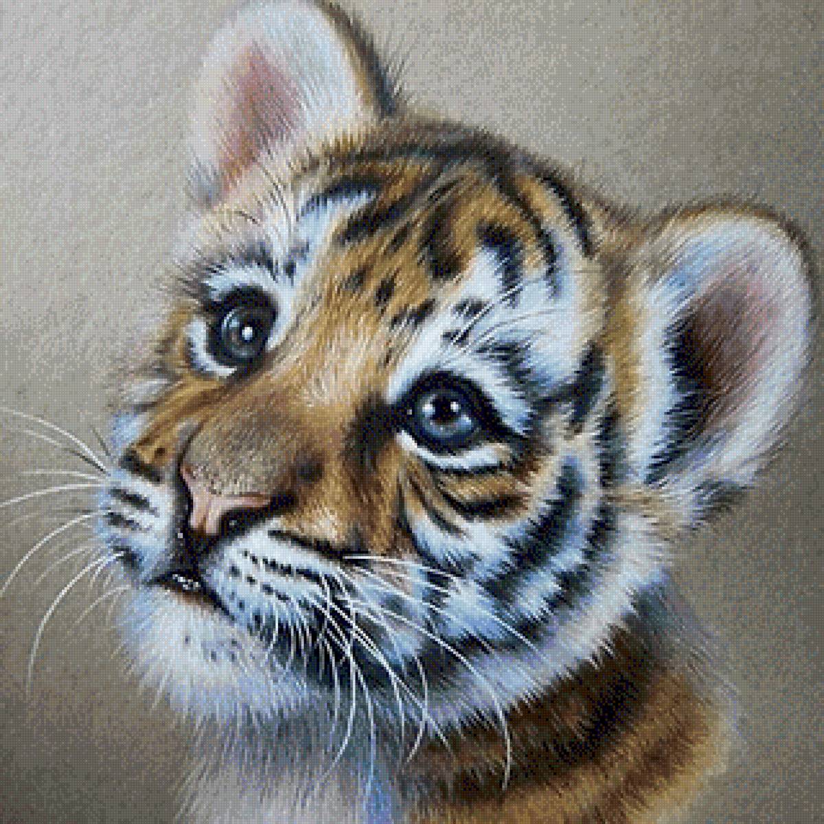 Тигренок - живопись, дикий зверь, тигр - предпросмотр