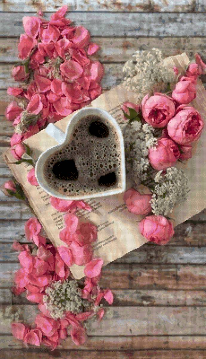 Утреннее кофе - цветы, аромат, книга, кофе - предпросмотр