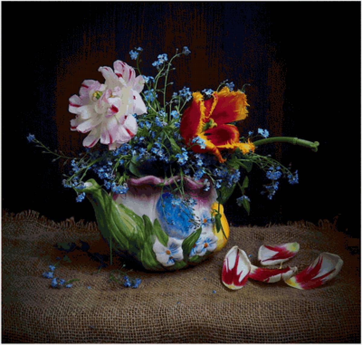 Чайник с цветами - чайник, натюрморт, цветы - предпросмотр