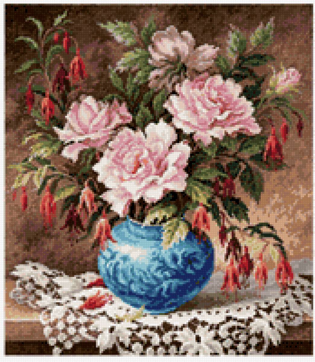 Розы и фуксии - предпросмотр