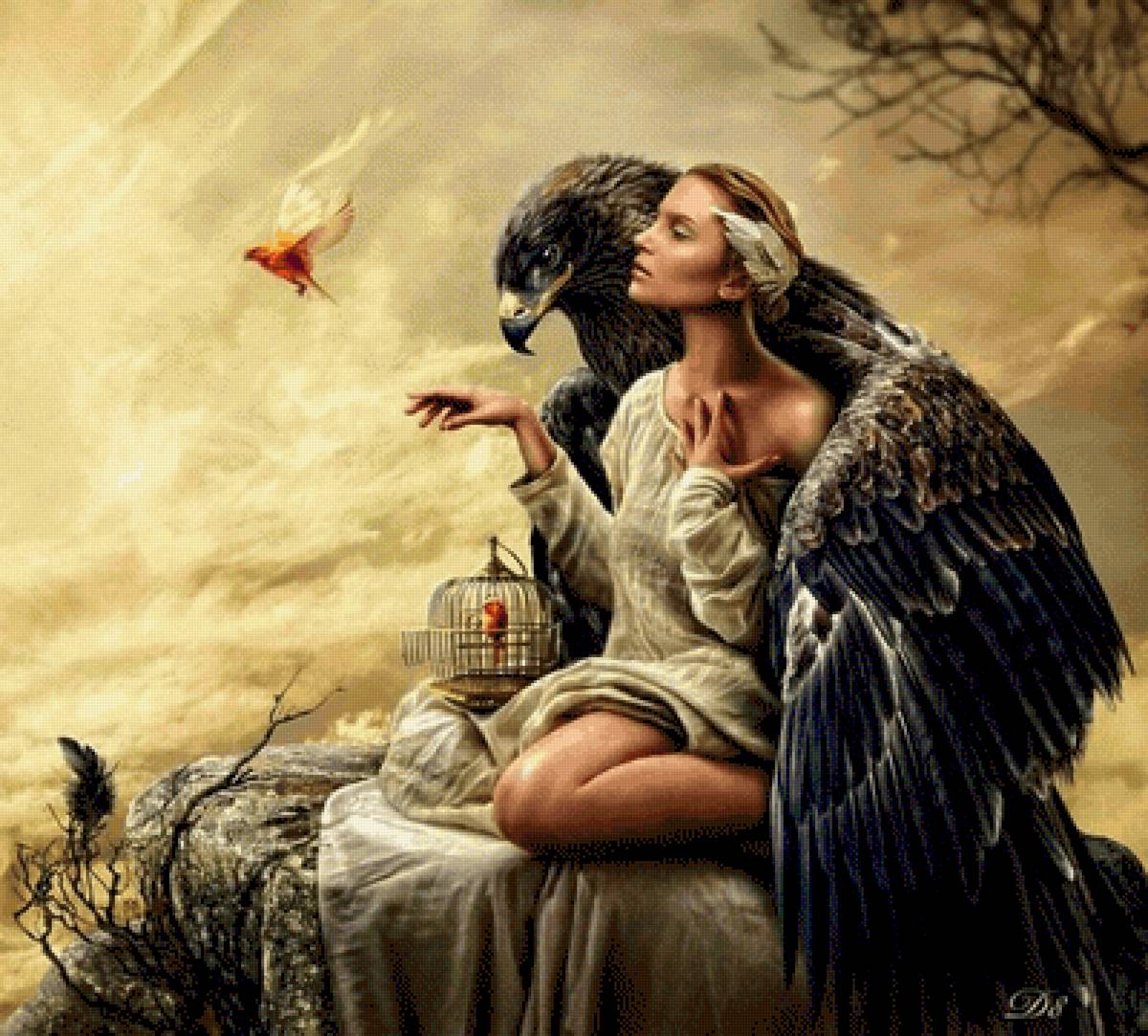 Мечта - птицы, девушка - предпросмотр