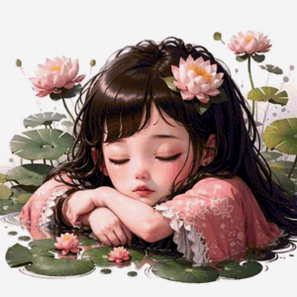 Bé ngủ trên sen - bé gái - предпросмотр