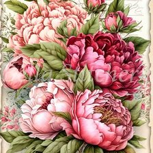 Схема вышивки «Винтажные пионы»