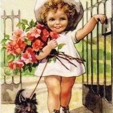 Схема вышивки «Девочка с собачкой»