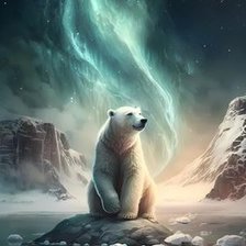 Схема вышивки «Северное сияние и мишка»