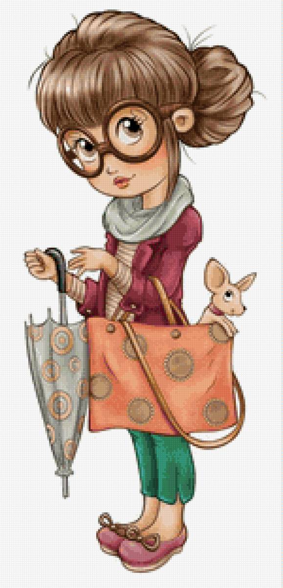 niña - niña dibujo perro bolso - предпросмотр