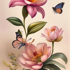 Схема вышивки «Цветы и бабочки»