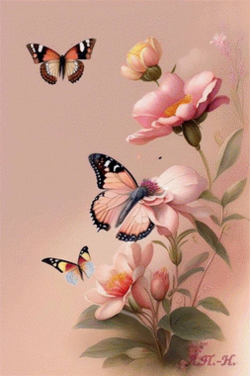 Цветы и бабочки - цветы и бабочки - предпросмотр