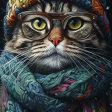 Схема вышивки «Кот в очках»