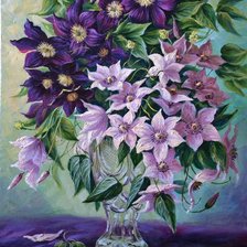 Схема вышивки «Букет клематисов»