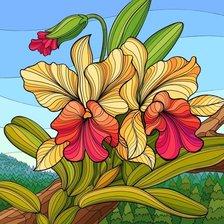 Схема вышивки «подушка орхидеи»