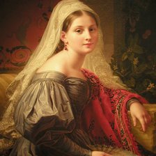 Схема вышивки «девушка с веером»