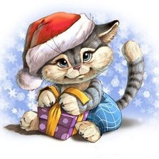 Схема вышивки «новогодний котик»