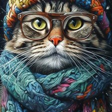 Схема вышивки «Кот в шапке яркий»