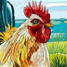 Схема вышивки «подушка петушок»